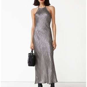 Metallic Silk Blend Maxi Dress